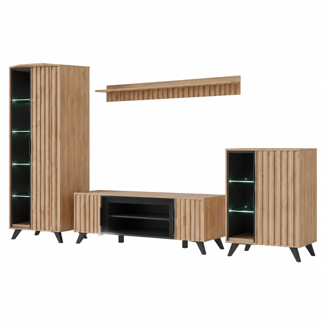 Moderne Wohnwand Lima Set inkl. TV-Lowboard und Hochvitrine
