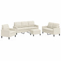 Elegantes 4-tlg. Sofagarnitur Set in Creme Samt mit Metallrahmen, inkl. 3-Sitzer, 2-Sitzer, Sessel und Hocker ¨C Platzsparendes, modernes Design f¨¹r komfortables Wohnen