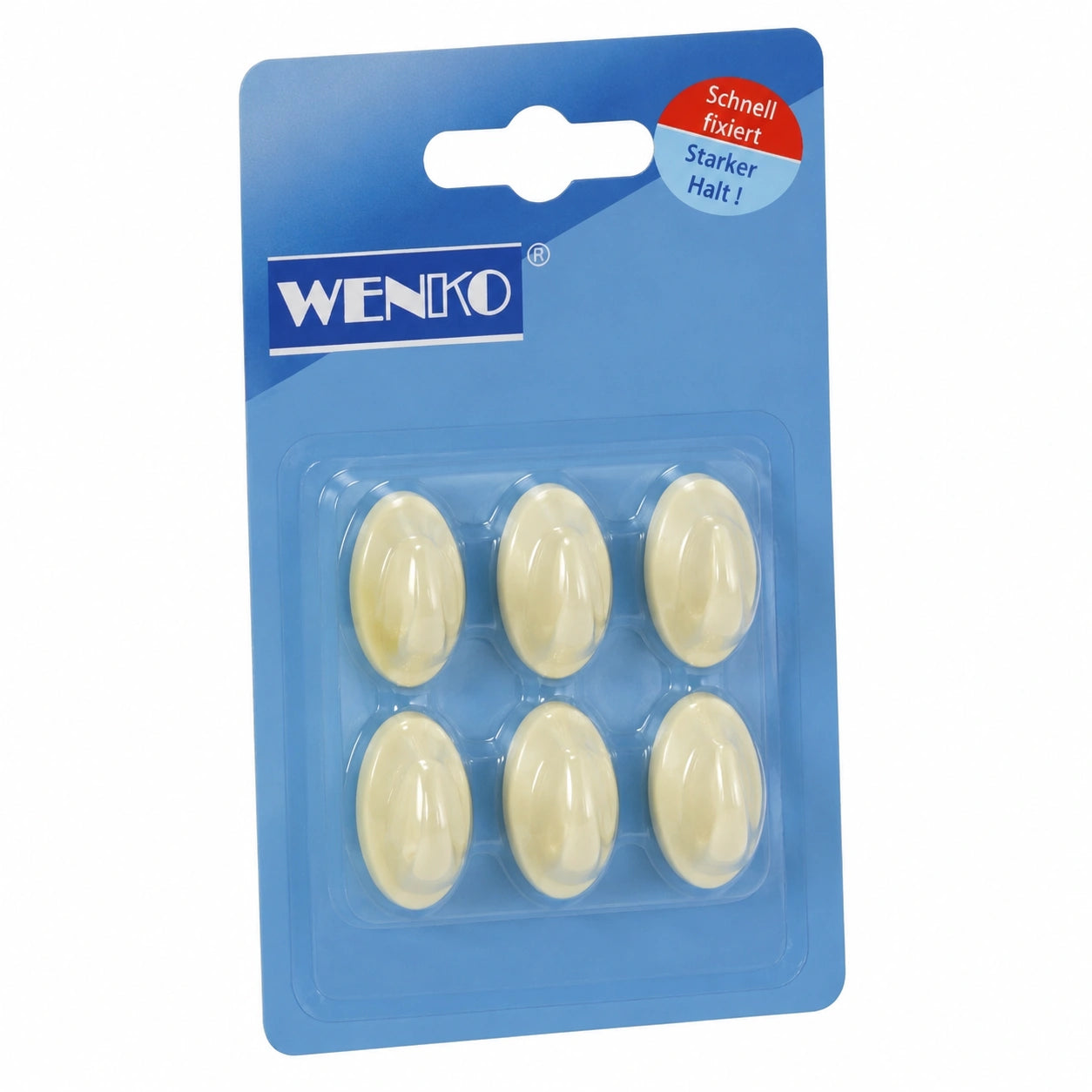 Wenko Wandhaken Set, Kunststoff, 6 St¨¹ck, Beige, 1.5 x 2.5 cm