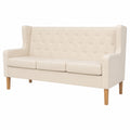 Modernes 3-Sitzer Sofa, Cremewei?, 180x68x90 cm, Massivholz & Polyester, Belastbar bis 110 kg/Platz