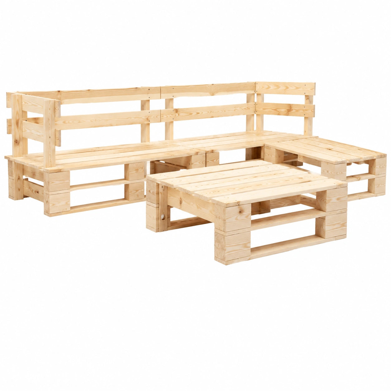 Garten Ecksofa Set aus Holz, 4-teilig, Palettensofa f¨¹r drinnen und drau?en
