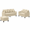 Moderne 3-teilige Sofagarnitur Creme mit Relaxfunktion und Kissen, inklusive Fu?hocker