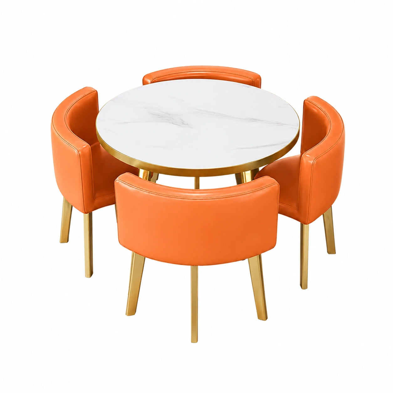 Modernes Marmor-Essset f¨¹r 4 Personen ¨C Eleganter Tisch mit St¨¹hlen, Schwarz-Wei? Design, Platzsparend