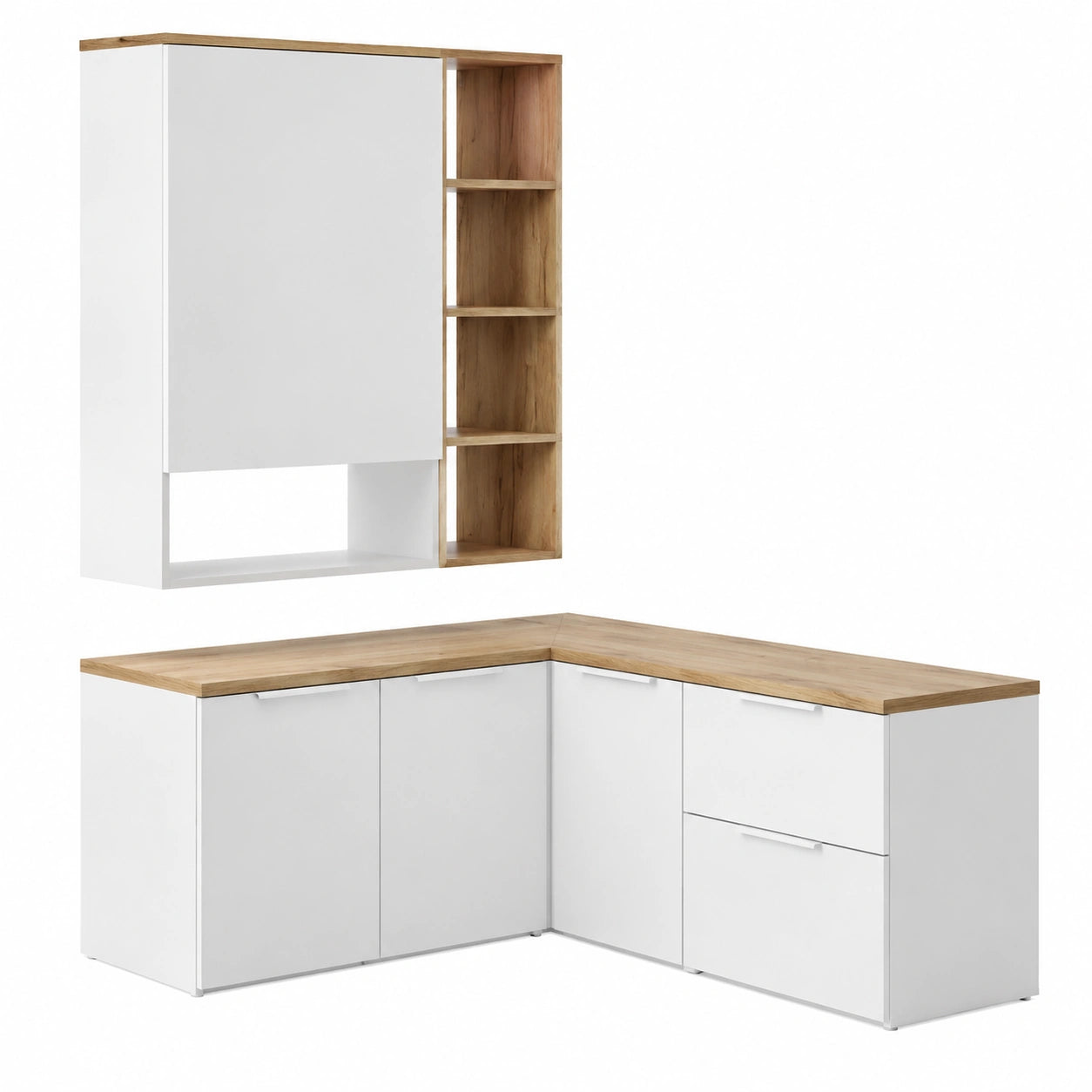 Vicco Wohnwand Set Wido, Wei?/Sonoma Eiche, 5-teilig, erweiterbar mit Wido-Serie