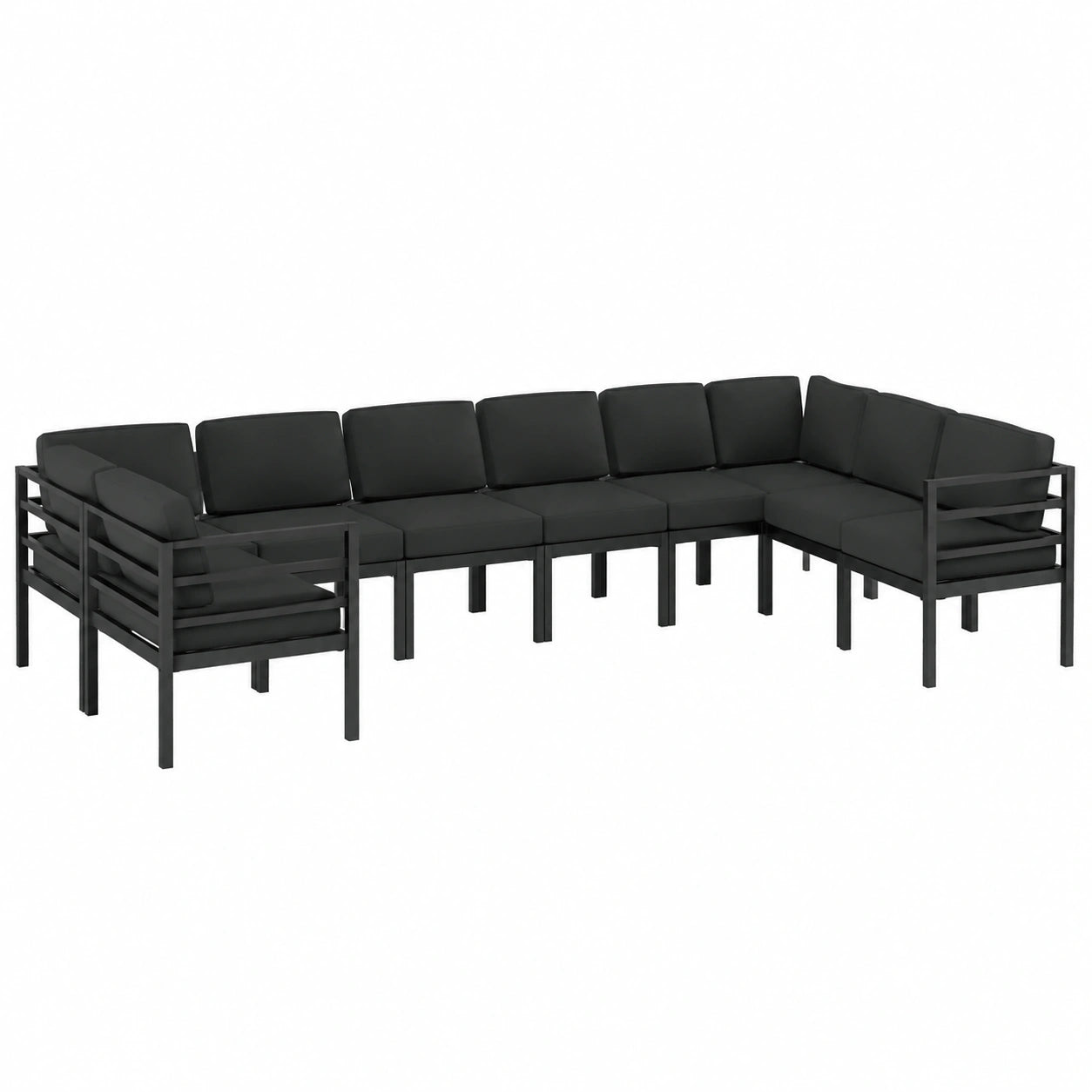 10-teilige Gartenlounge aus Aluminium in Anthrazit mit Kissen