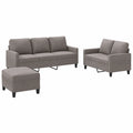 Moderne 3-teilige Sofagarnitur in Taupe mit 2- und 3-Sitzer sowie Hocker ¨C Langlebiges Polyester und stabiles Gestell