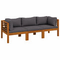 Gartensofa 3-Sitzer aus Massivholz mit Kissen - Eck- und Mittelsofa Set