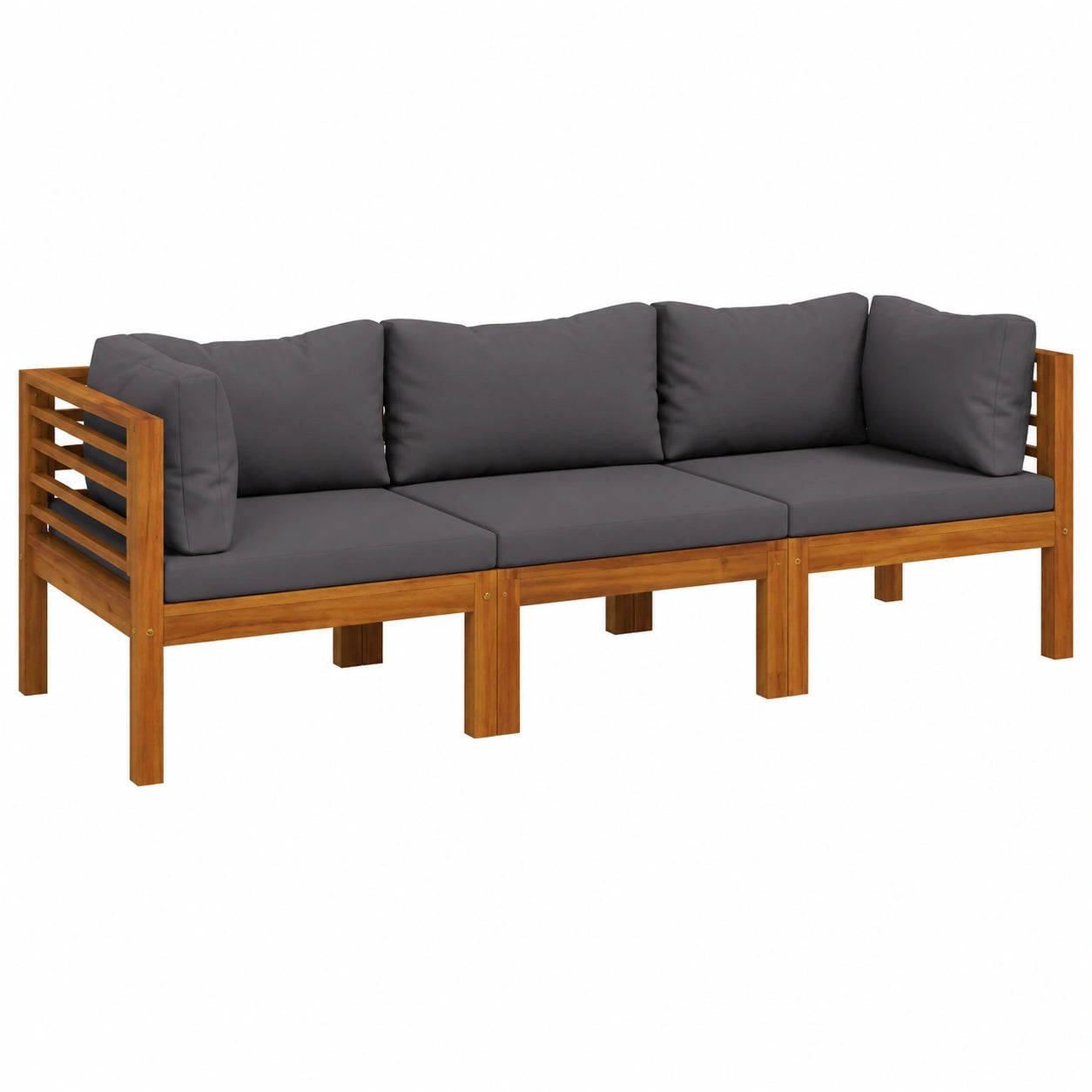 Gartensofa 3-Sitzer aus Massivholz mit Kissen - Eck- und Mittelsofa Set