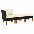 3-tlg. Garten-Lounge-Set aus massivem Eukalyptusholz mit Ecksofa und Fu?hocker