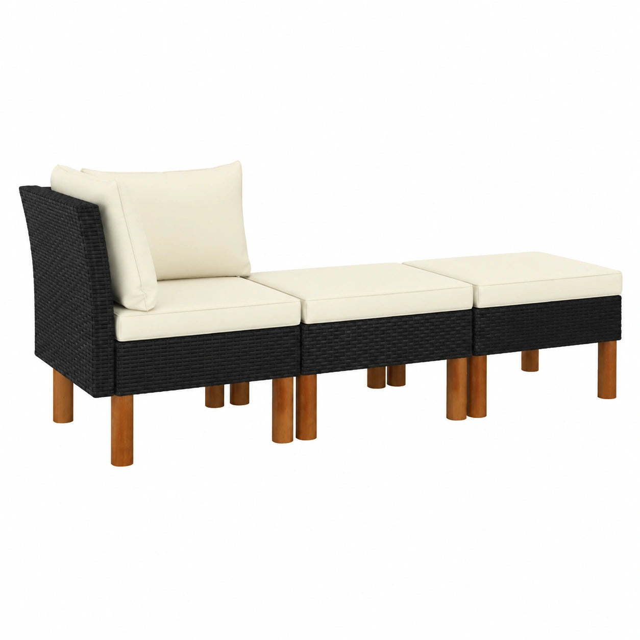 3-tlg. Garten-Lounge-Set aus massivem Eukalyptusholz mit Ecksofa und Fu?hocker