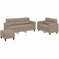 Moderne 3-teilige Mikrofaser Sofagarnitur in Taupe mit robustem Metallrahmen, inklusive 2-Sitzer, 3-Sitzer und Hocker ¨C Komfortable Polsterung f¨¹r Wohnzimmer, G?stezimmer und B¨¹ro