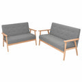 Moderne 2+3-Sitzer Sofagarnitur in Hellgrau mit Massivholzrahmen - Platzsparende Wohnzimmerm?bel f¨¹r kleine R?ume
