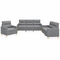 Elegante Sofagarnitur in Hellgrau mit Sesseln und Sofas, Stoffm?bel-Set f¨¹r das Wohnzimmer