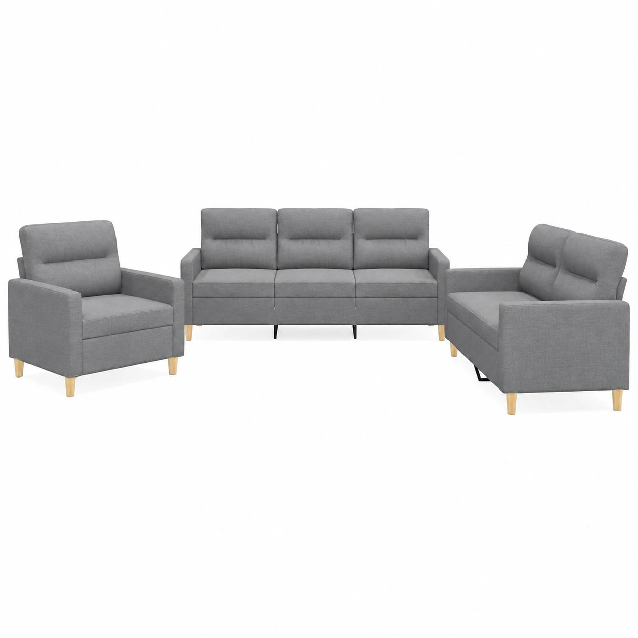 Elegante Sofagarnitur in Hellgrau mit Sesseln und Sofas, Stoffm?bel-Set f¨¹r das Wohnzimmer