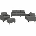 Modernes 4-teiliges Sofaset in Dunkelgrau mit Kissen - Bequemes Wohnzimmerm?bel inkl. Sessel, 2-Sitzer, 3-Sitzer und Hocker