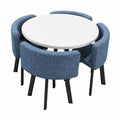Retro Marmor-Esstischset f¨¹r 4 Personen mit klappbaren St¨¹hlen, modernes Wohnzimmer- und B¨¹rom?bel