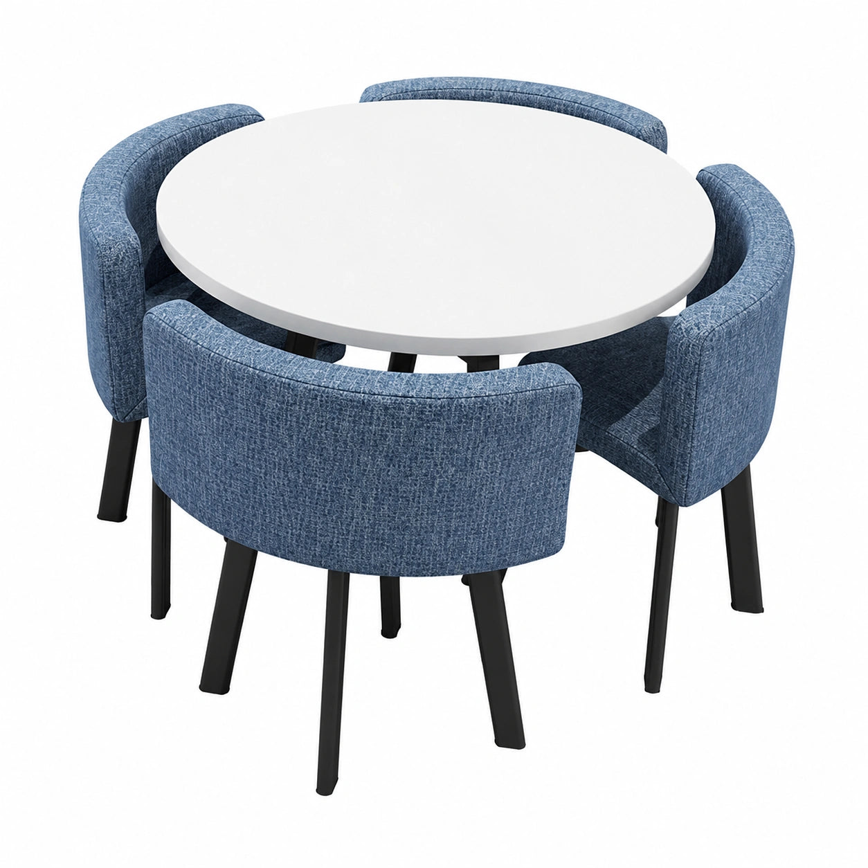 Retro Marmor-Esstischset f¨¹r 4 Personen mit klappbaren St¨¹hlen, modernes Wohnzimmer- und B¨¹rom?bel