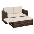 Polyrattan Gartensofa Set Braun mit Stauraum und Klappfu?bank, Inklusive Kissen und Tisch