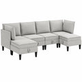Modulares Ecksofa-Set, 6-teilig, hellgrau, inklusive Hocker, ergonomisches Design, modernes Wohnzimmerm?bel