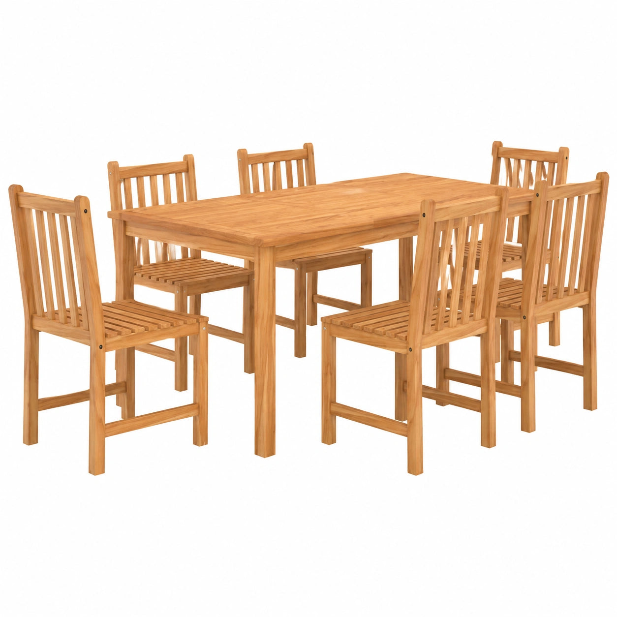 Teakholz Garten-Essgruppe, 7-tlg., Wetterfeste 200x100 cm Tisch mit 6 St¨¹hlen, Ideal f¨¹r Terrasse und Innenbereich