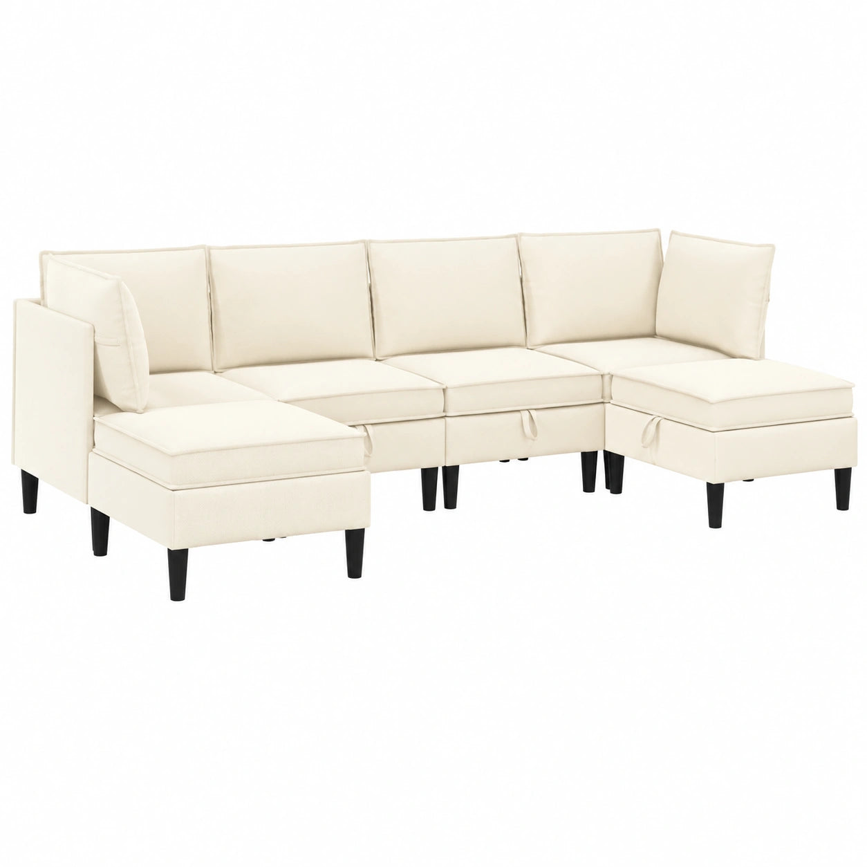 Modernes Ecksofa 6-teilig mit Ottomane, pflegeleicht aus 100% Polyester und Sperrholzrahmen, ideal f¨¹r kleine Wohnzimmer