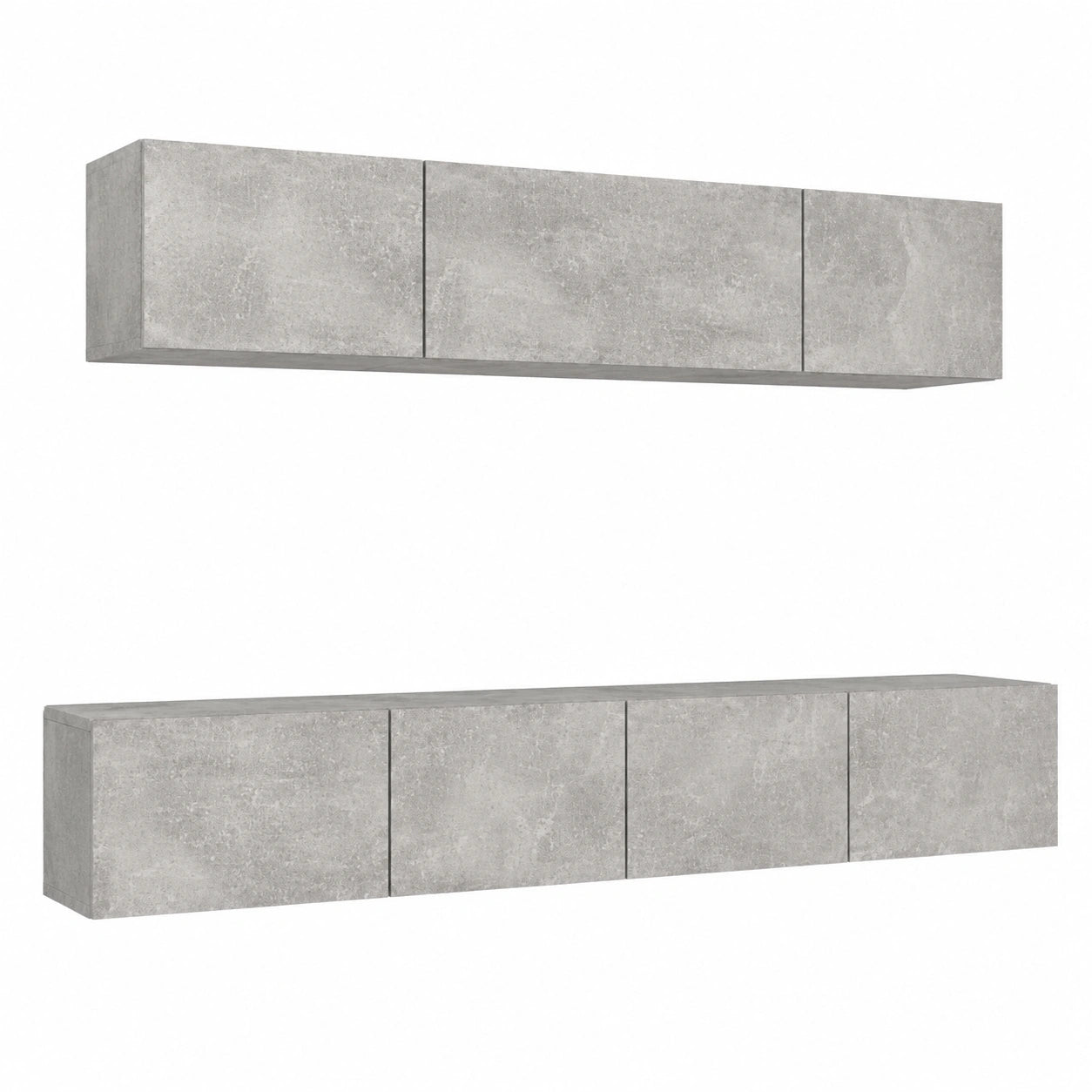 Moderne Wohnwand-Set in Betongrau f¨¹r Wohnzimmer - 4-teilig