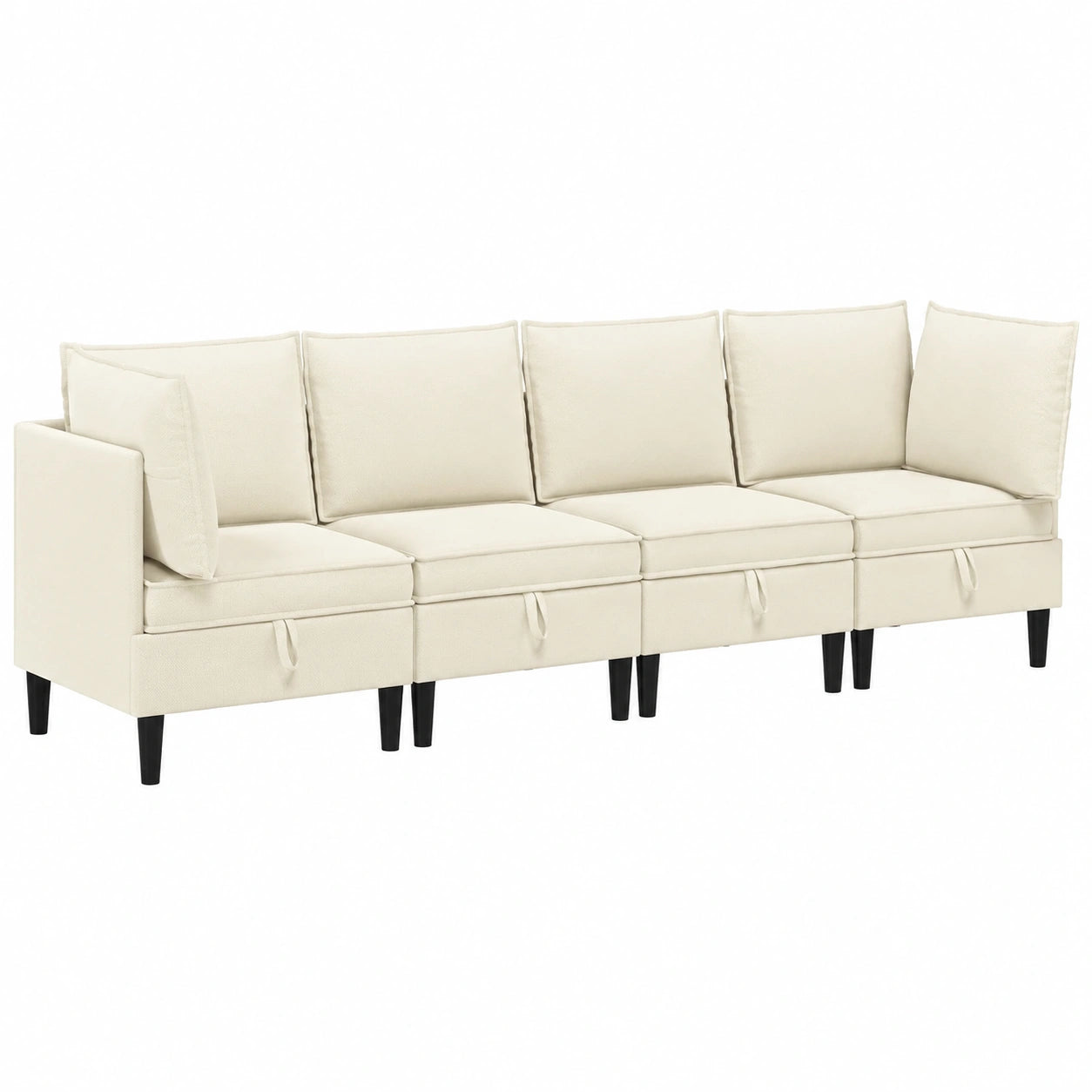 Moderne Ecksofa-Garnitur mit Schlaffunktion f¨¹r Wohnzimmer und B¨¹ro, Creme-Braun, 4-teilig