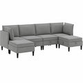 Modulares 6-teiliges Sofa-Set aus Stoff in Dunkelgrau, modernes Ecksofa mit Hockern, robuste Polsterm?bel f¨¹r das Wohnzimmer, flexibel kombinierbar