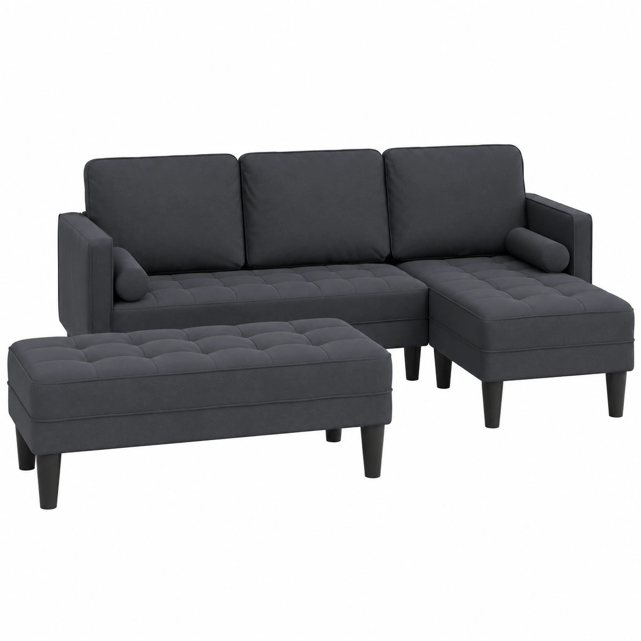 Modulares Ecksofa 5-Sitzer Dunkelgrau, Vielseitiges Wohnzimmerm?bel aus Holzwerkstoff
