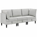 Modernes Ecksofa-Set aus Stoff, hellgrau, mit Stauraum und Sperrholzrahmen, robust und langlebig, 3-teiliges Wohnzimmerm?bel, ideal f¨¹r kleine R?ume, Schlaf- und Loungesofa
