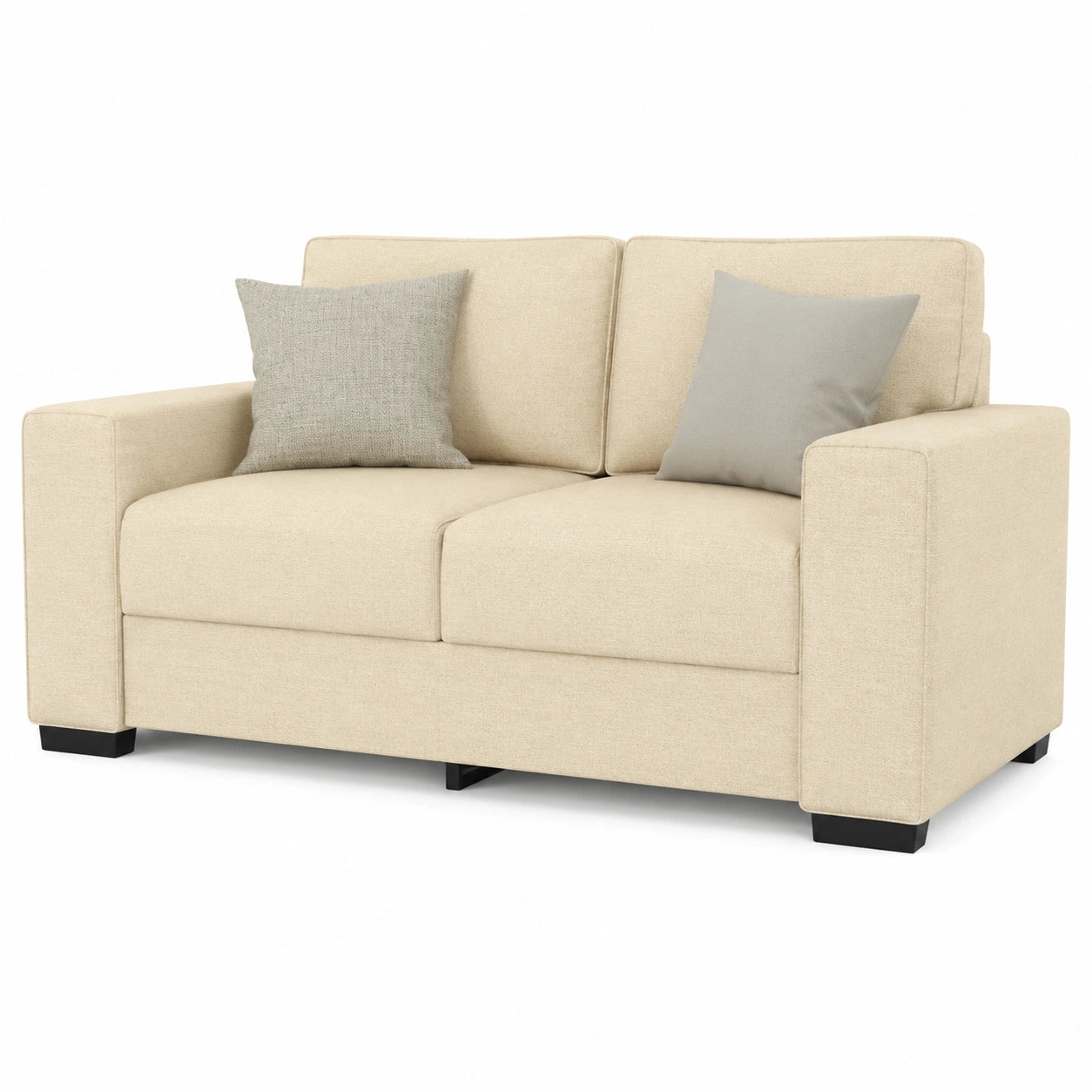 Moderne Sofagarnitur Creme: 2- und 3-Sitzer mit Kissen f¨¹r Wohnzimmer und B¨¹ro