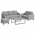3-teilige Sofagarnitur in Taupe: Stoffbezug, 2- und 3-Sitzer inkl. Hocker und Kissen, modernes Design, ideal f¨¹r B¨¹ro und Lounge, komfortabel und robust