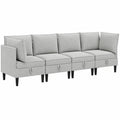 Modulares Ecksofa-Set, 4-teilig, hellgrau, modernes Design, robuste Stoffpolsterung, platzsparend f¨¹r kleine Wohnzimmer