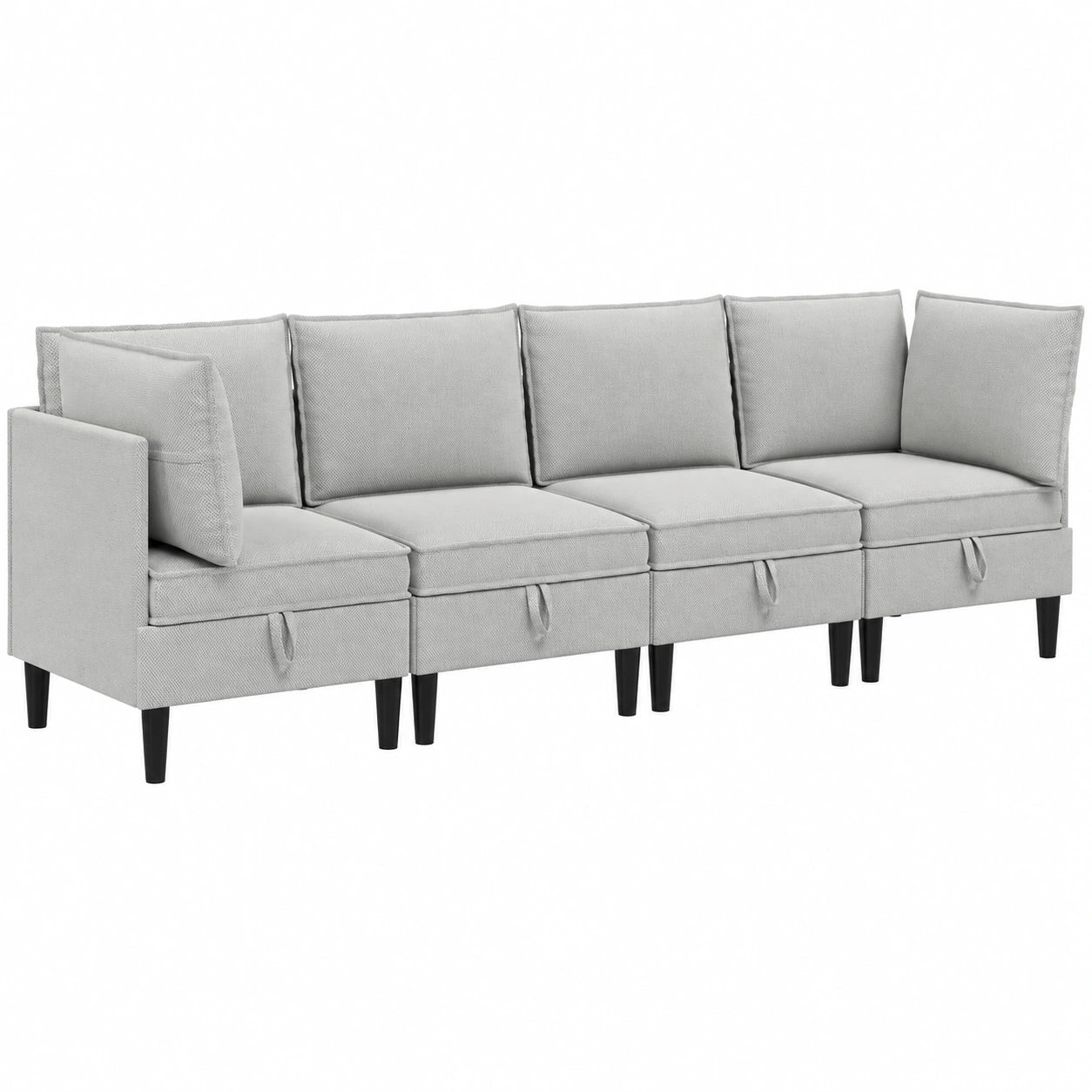 Modulares Ecksofa-Set, 4-teilig, hellgrau, modernes Design, robuste Stoffpolsterung, platzsparend f¨¹r kleine Wohnzimmer