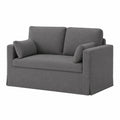 Modulares 2-teiliges Schlafsofa Dunkelgrau mit Holzarmlehnen und Metallrahmen