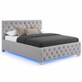 Chesterfield Polsterbett 180x200 cm mit Bettkasten, LED-Beleuchtung, dunkelgrau - Stauraumbett f¨¹r Schlafzimmer