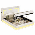 Modernes Polsterbett 160x200 cm mit LED, Stauraum & Ladestation, Wei?